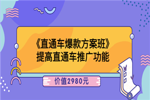 爱上黄昏《直通车爆款方案班》提高直通车推广功能：价值2980元