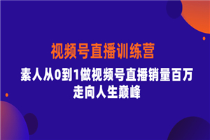 行动派·视频号直播训练营，素人从0到1做视频号直播销量百万，走向人生巅峰