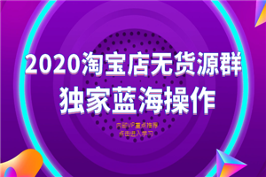 2020淘宝无货源店群，独家蓝海项目