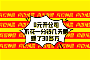 0元开公司，不花一分钱几天躺赚了30多万
