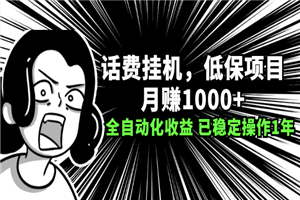 话费挂机，低保项目，月赚1000+以上全自动化收益（已稳定操作1年）