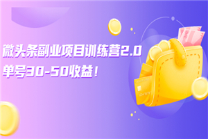 微头条副业项目训练营2.0：单号30-50收益！