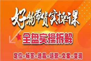 抖音好物带货实操课：全盘拆解抖音好物带货号全套流程打法