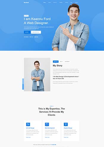蓝色html前端工程师个人简历网页模板