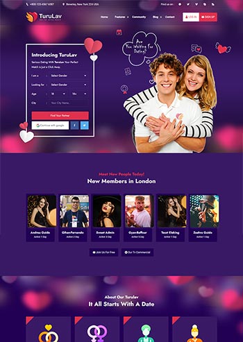 国外交友社交平台响应式网站模板