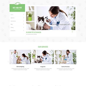 绿色宠物静态网站Bootstrap模板